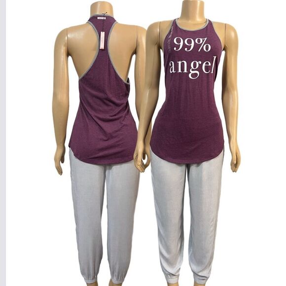Victorias Secret Supersoft Angel top & lightweight jogger pajama set purple blue - Picture 2 of 9
